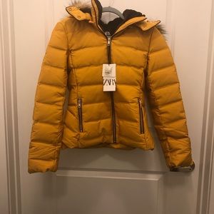 zara puffer jacket mustard